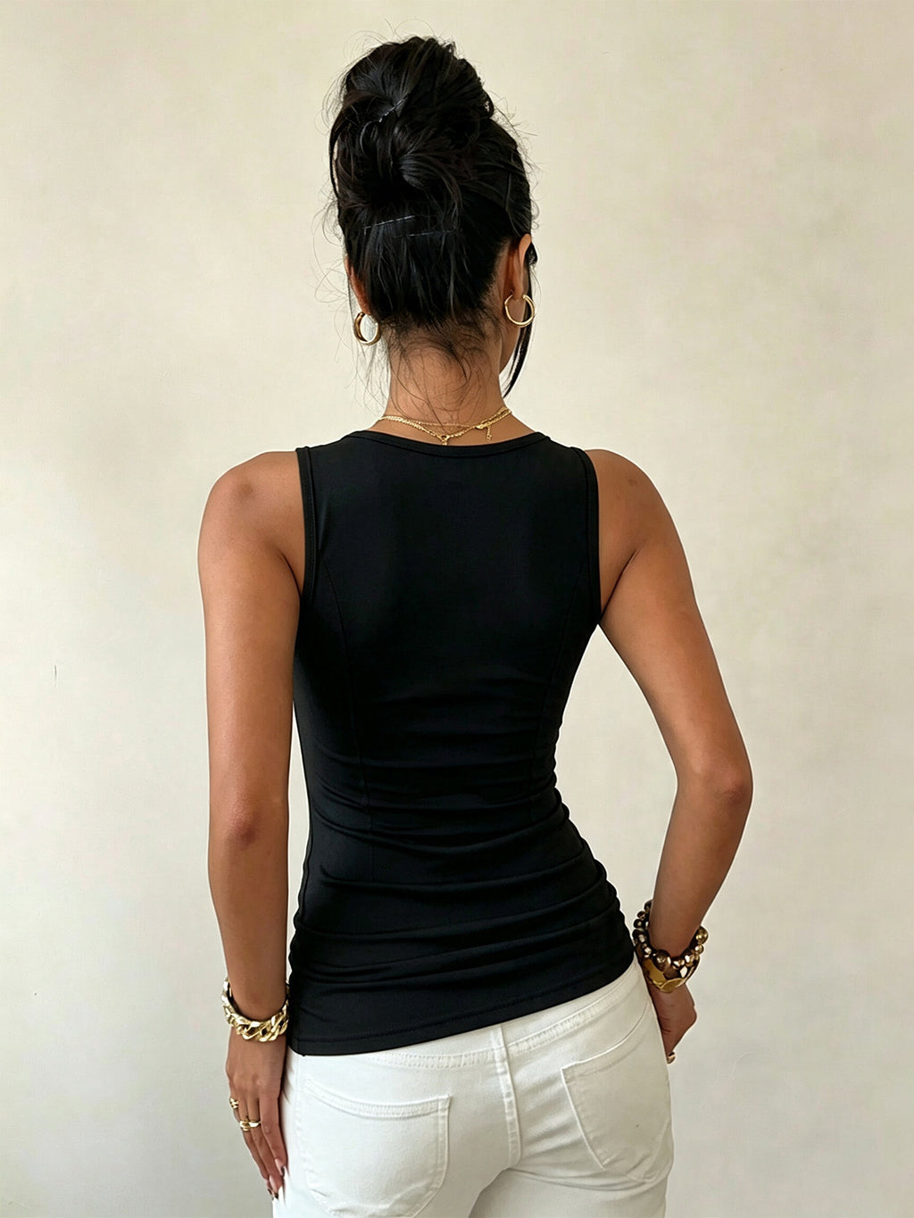 Asymmetrical One-Shoulder Twist Front Sleeveless Top