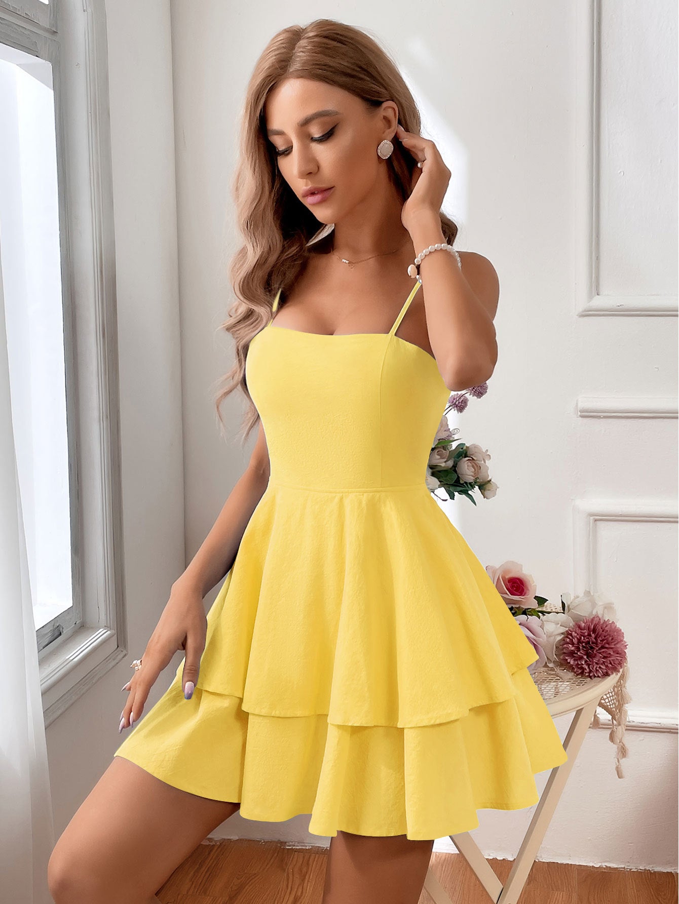 The Summer Lovin' Mini | 100% Premium Cotton Cami Layered Ruffle Dress