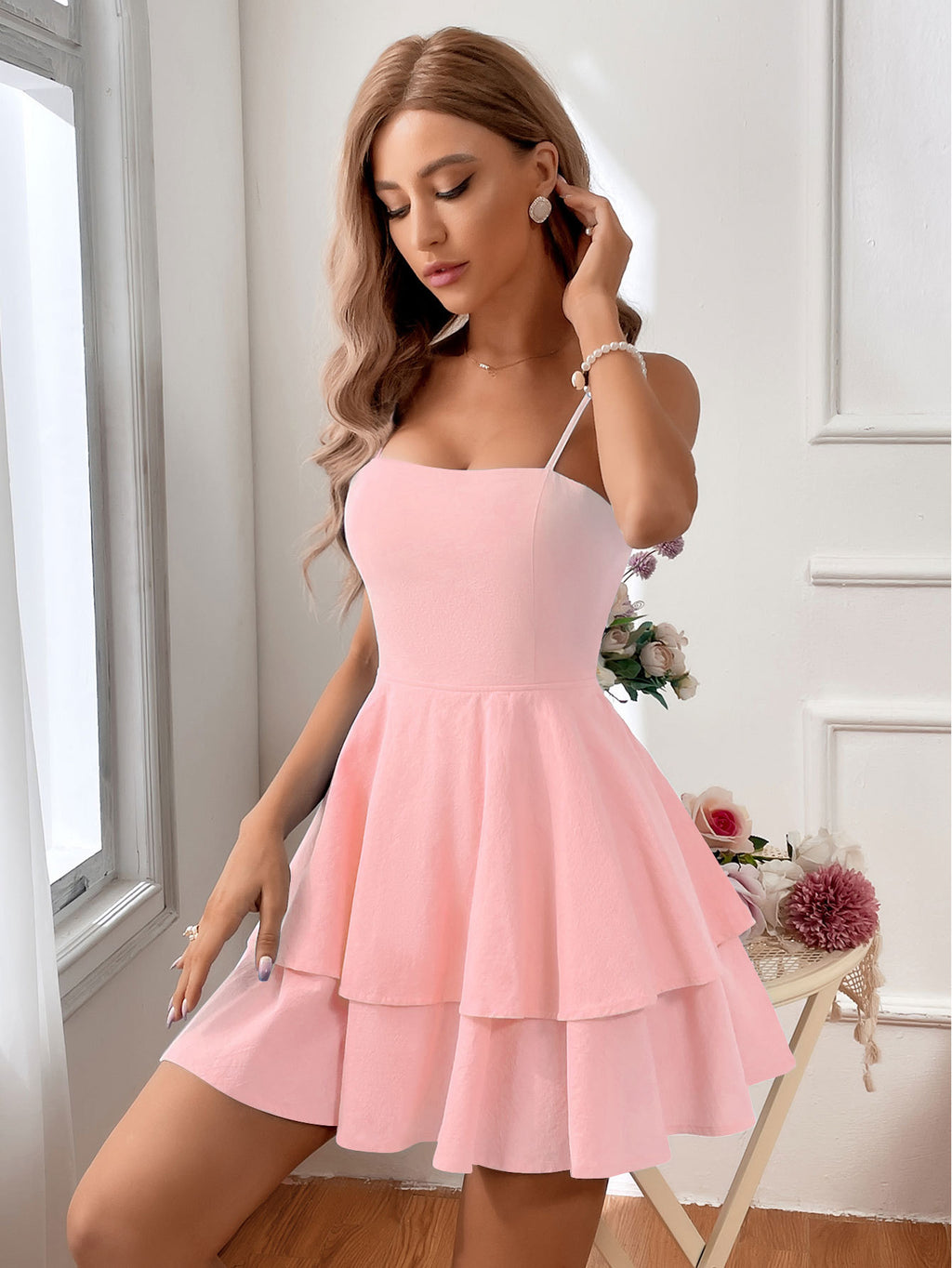 The Summer Lovin' Mini | 100% Premium Cotton Cami Layered Ruffle Dress